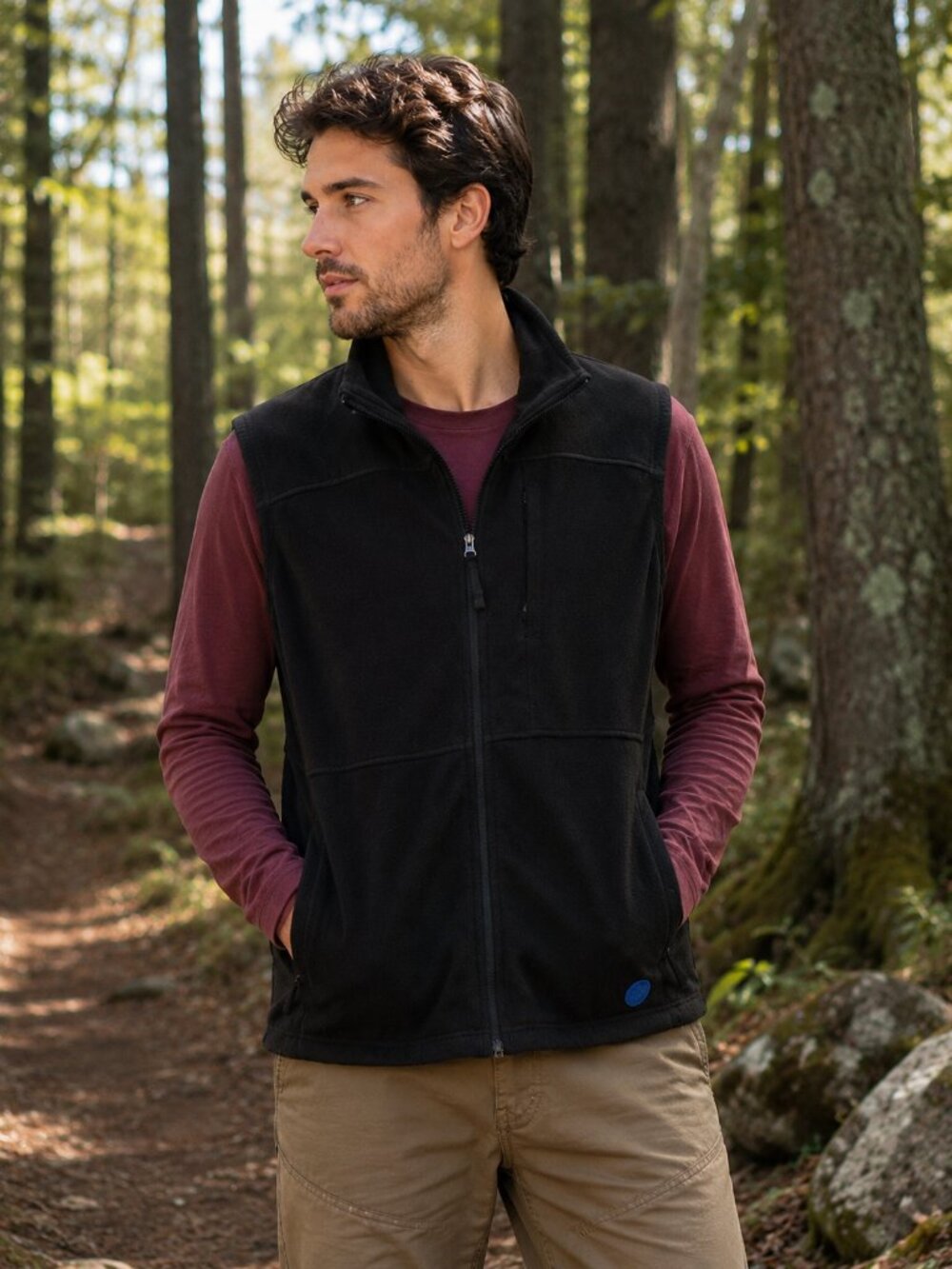 Gap Orvis Classic Collection Full Zip Fleece Vest Black Blue Badge L/XL